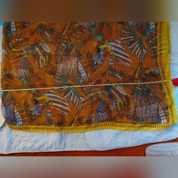 Vintage Italy Fulars Vicose Parakeet Wrap Scarf (long) - Picture 3 of 8